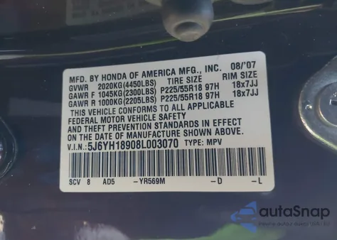 2008 Honda Element Sc из США, поврежденный, VIN 5J6YH18908L003070